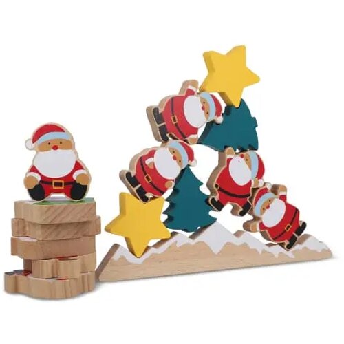 InSideOut Houten Kerstman-balanceerspel fluor assorti