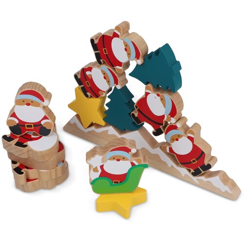 InSideOut Houten Kerstman-balanceerspel fluor assorti