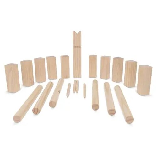 Houten Kubbspel in katoenen pouch hout