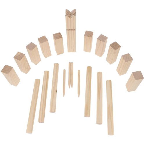 Houten Kubbspel in katoenen pouch hout