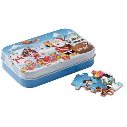 Houten kerstpuzzel in blik Pazuru mix