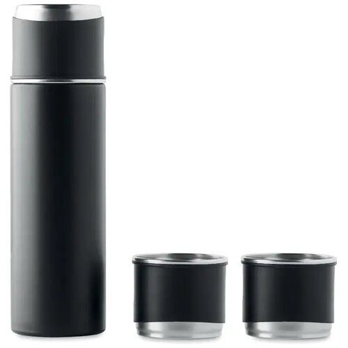 Dubbelwandige fles en bekerset Sharm zwart 420 ml