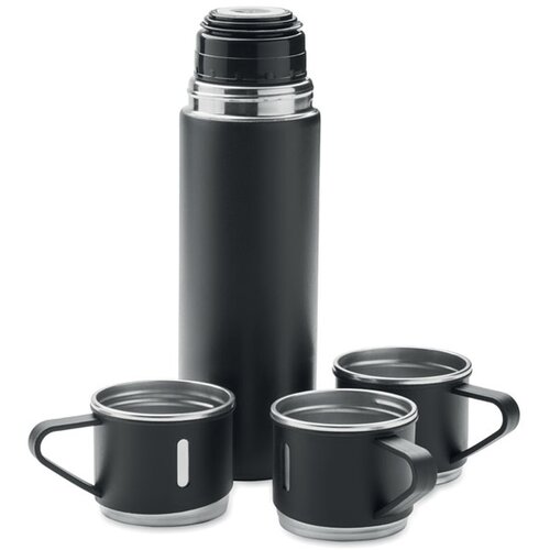 Dubbelwandige fles en bekerset Sharm zwart 420 ml