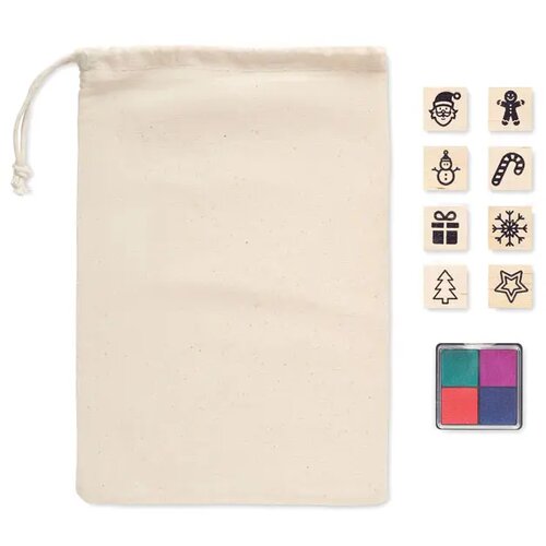 8 houten kerststempelset Stampie beige