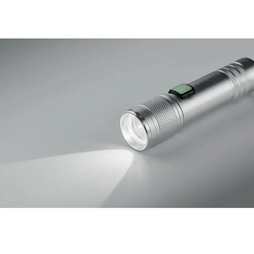 Oplaadbare cob zaklamp Flashra mat zilver