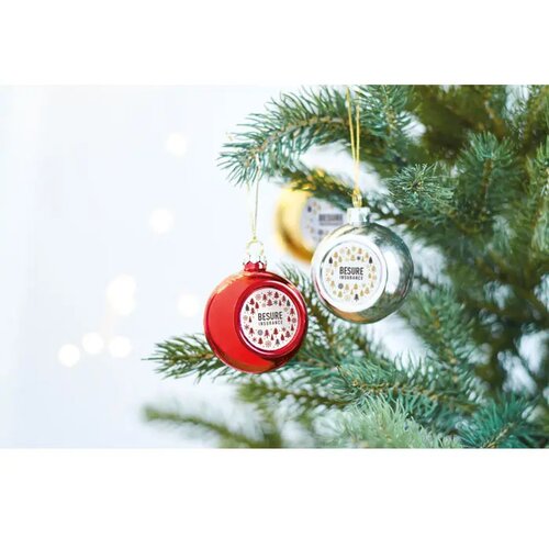 Sublimatie kerstbal Happy ball zilver