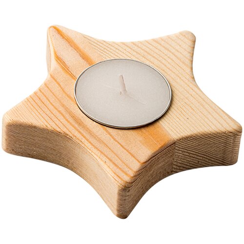 MAKA kaars in een houten houder ster