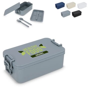 Dubbellaagse Lunchbox met Bestek zwart Dubbellaagse Lunchbox met Bestek zwart