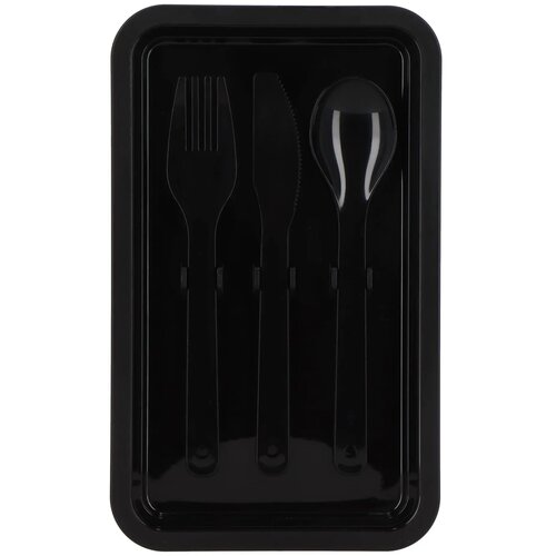 Dubbellaagse Lunchbox met Bestek zwart