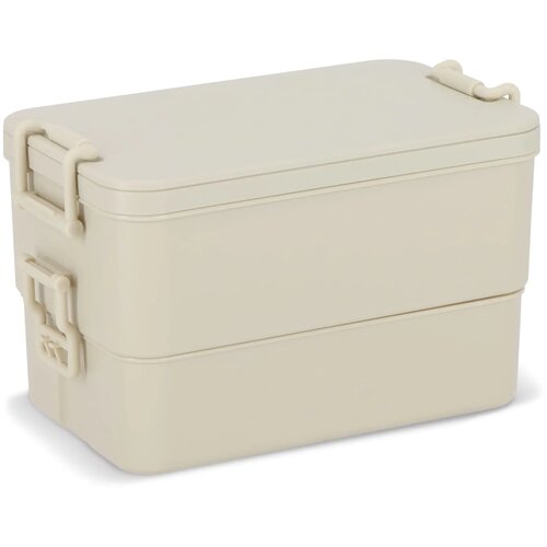 Dubbellaagse Lunchbox met Bestek beige