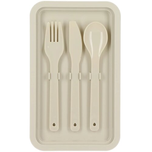 Dubbellaagse Lunchbox met Bestek beige