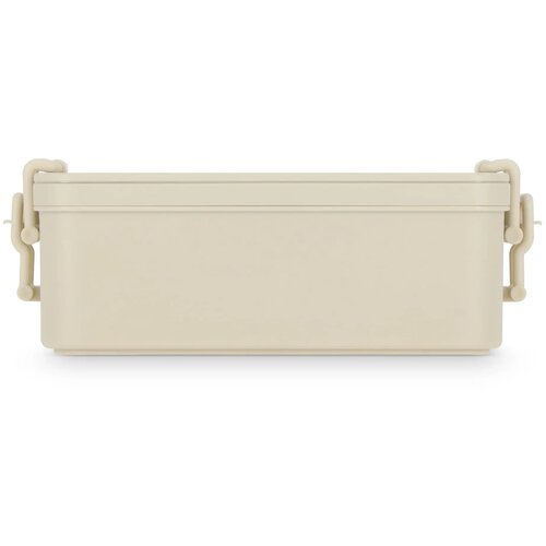 Dubbellaagse Lunchbox met Bestek beige