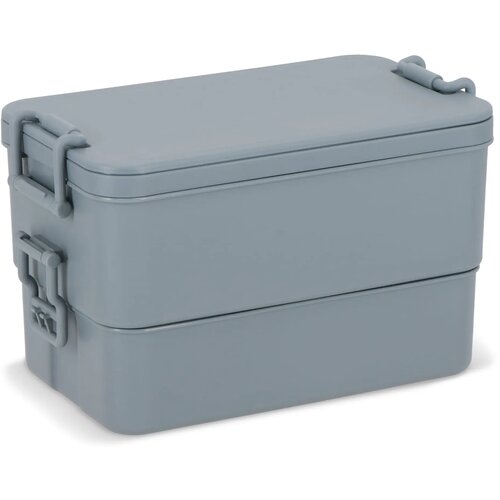 Dubbellaagse Lunchbox met Bestek grijs