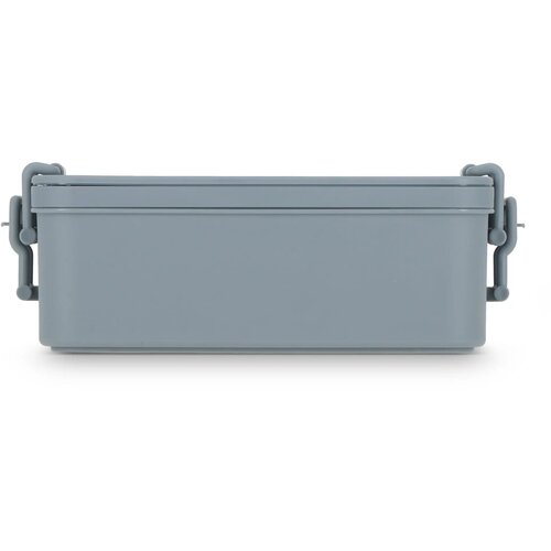 Dubbellaagse Lunchbox met Bestek grijs