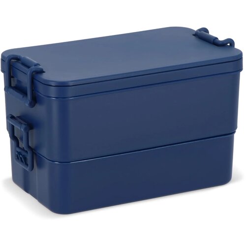 Dubbellaagse Lunchbox met Bestek donkerblauw