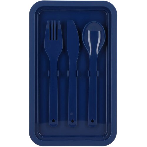 Dubbellaagse Lunchbox met Bestek donkerblauw