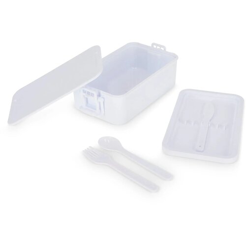 Dubbellaagse Lunchbox met Bestek wit