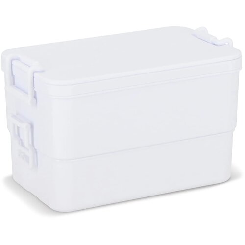 Dubbellaagse Lunchbox met Bestek wit