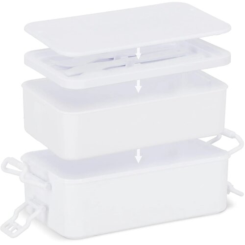 Dubbellaagse Lunchbox met Bestek wit