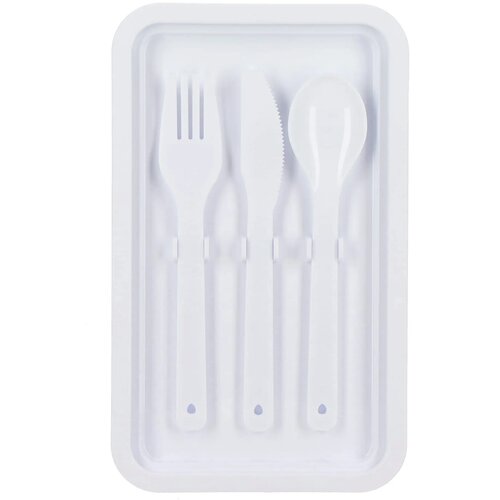 Dubbellaagse Lunchbox met Bestek wit