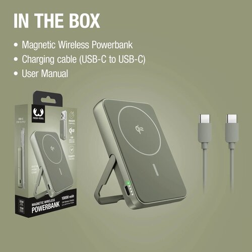Fresh 'n Rebel Draadloze Powerbank 10000mAh Geschikt voor MagSafe dried green 10.000 mAh