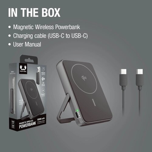 Fresh 'n Rebel Draadloze Powerbank 10000mAh Geschikt voor MagSafe donker grijs 10.000 mAh