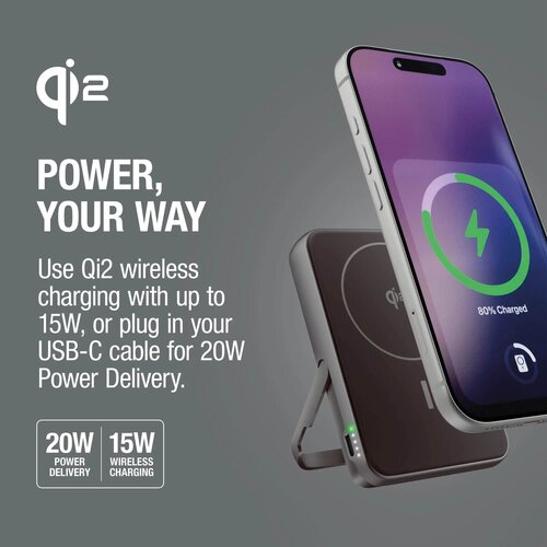 Fresh 'n Rebel Draadloze Powerbank 10000mAh Geschikt voor MagSafe donker grijs 10.000 mAh