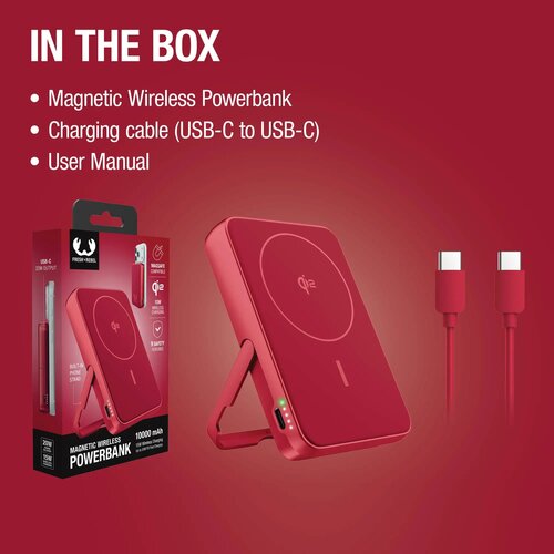 Fresh 'n Rebel Draadloze Powerbank 10000mAh Geschikt voor MagSafe rood 10.000 mAh