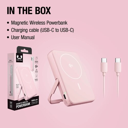 Fresh 'n Rebel Draadloze Powerbank 10000mAh Geschikt voor MagSafe roze 10.000 mAh