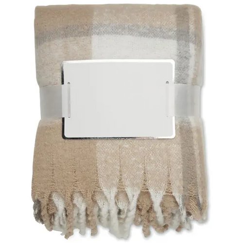 Geruite mohair deken Quet beige