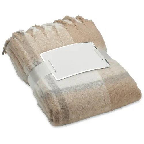 Geruite mohair deken Quet beige