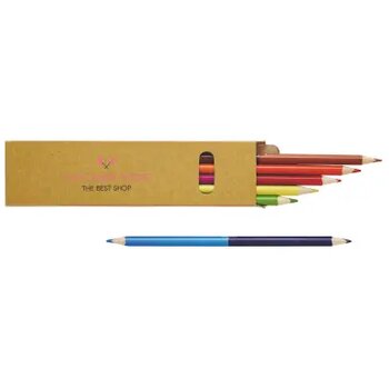 LOMKY Doos met 6 duo kleurpotloden ecru LOMKY Doos met 6 duo kleurpotloden ecru