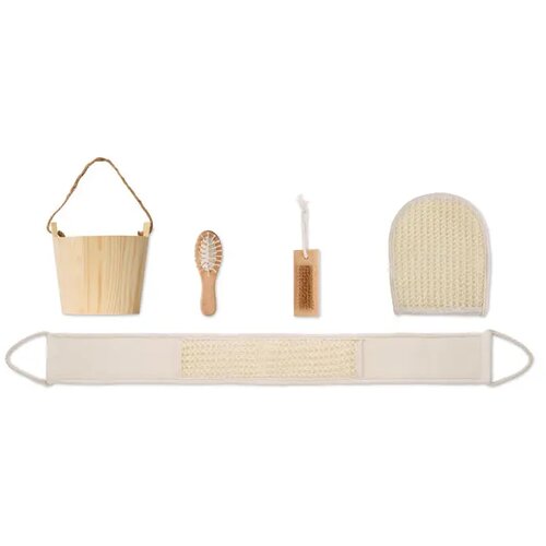 Badcadeauset in houten emmer Selfcare hout