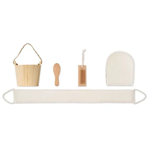 Badcadeauset in houten emmer Selfcare hout