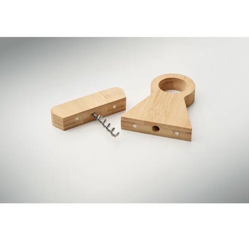Bamboe flessenhouder & opener Standturn hout
