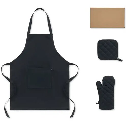 Gerecycled katoenen keukenset Gala set zwart