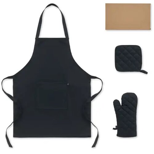 Gerecycled katoenen keukenset Gala set zwart
