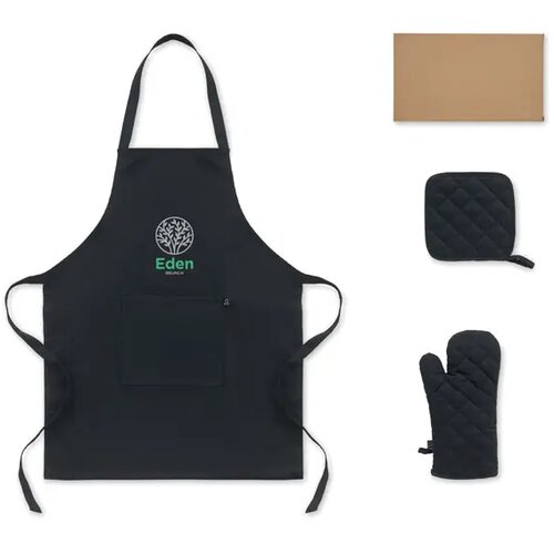 Gerecycled katoenen keukenset Gala set zwart