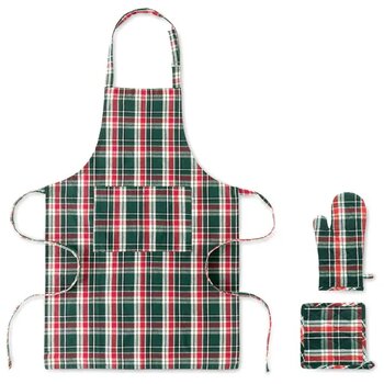 Geruite katoenen keukenset Santapron multicolour Geruite katoenen keukenset Santapron multicolour