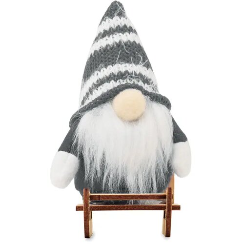 Kabouter op houten slee Frosty sleigh grijs