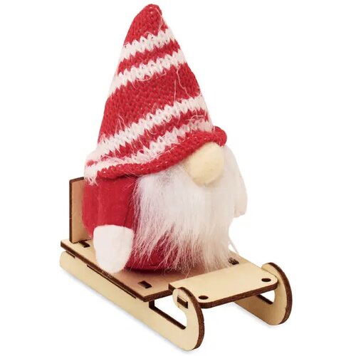 Kabouter op houten slee Frosty sleigh rood