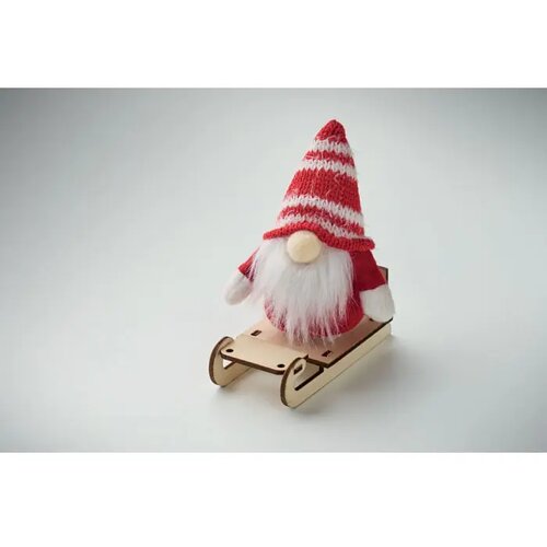 Kabouter op houten slee Frosty sleigh rood