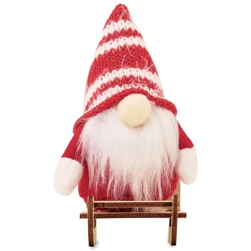 Kabouter op houten slee Frosty sleigh rood