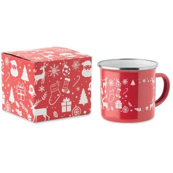 Kerst emaille mok 300ml Seasomel rood Kerst emaille mok 300ml Seasomel rood