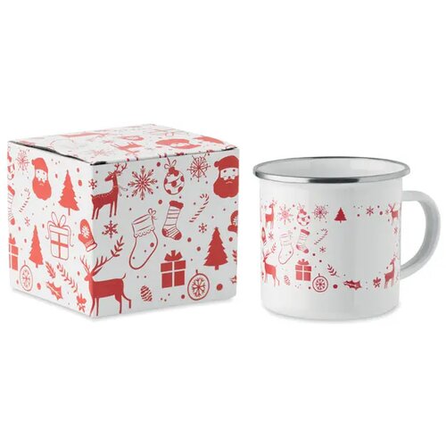 Kerst emaille mok 300ml Seasomel wit