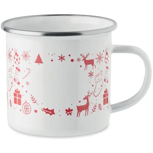 Kerst emaille mok 300ml Seasomel wit