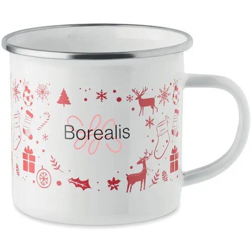 Kerst emaille mok 300ml Seasomel wit
