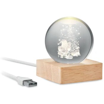 Kerst led glas bol Santa light hout Kerst led glas bol Santa light hout