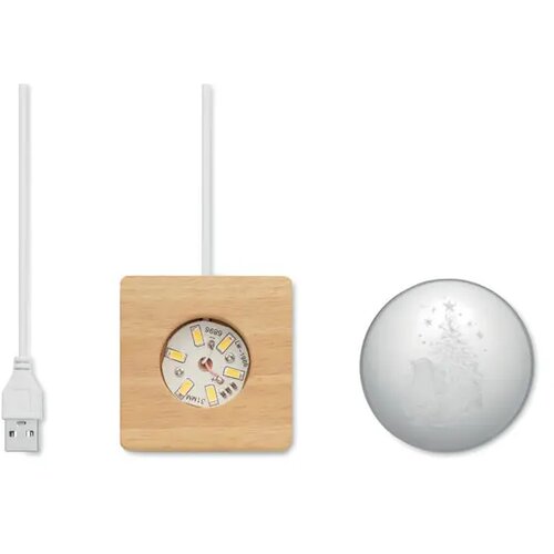 Kerst led glas bol Santa light hout