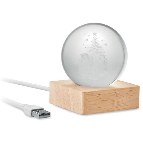Kerst led glas bol Santa light hout